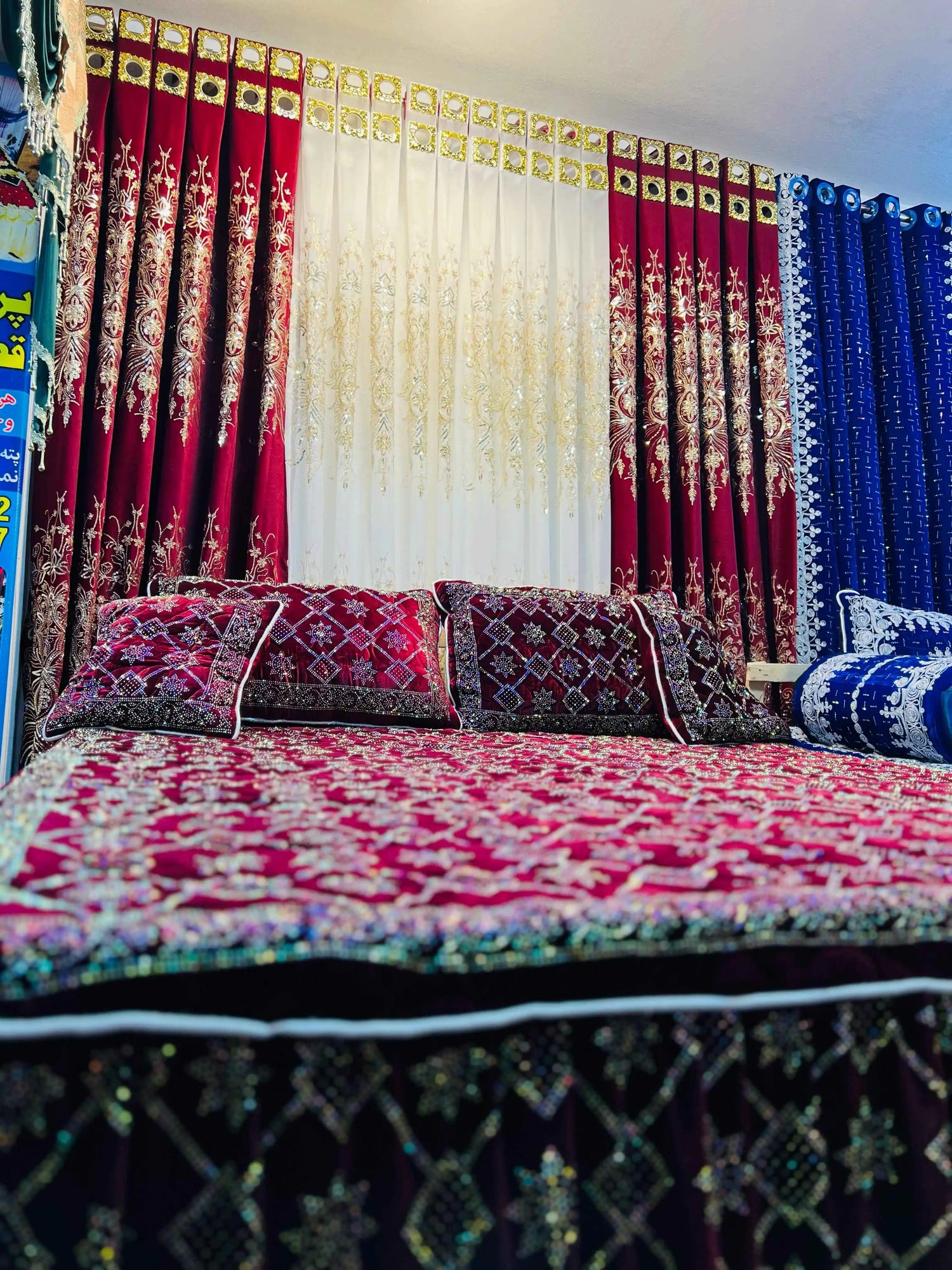 Bedding Layers Maroon Crystal Bedsheet Set img 02
